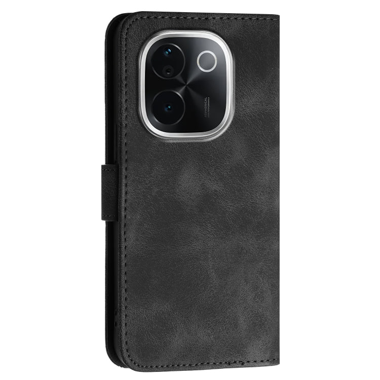 For vivo iQOO Z9s Pro / T3 Pro 5G India Grid Butterfly Embossed Pattern Leather Phone Case with Lanyard