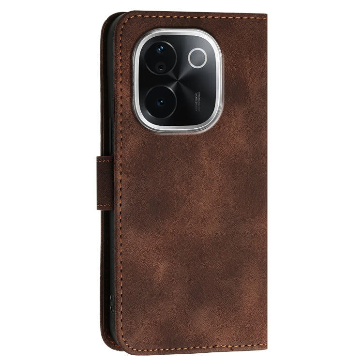 For vivo iQOO Z9s Pro / T3 Pro 5G India Grid Butterfly Embossed Pattern Leather Phone Case with Lanyard
