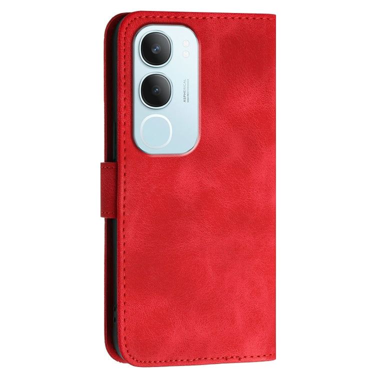 For vivo Y19s Global Grid Butterfly Embossed Pattern Leather Phone Case with Lanyard