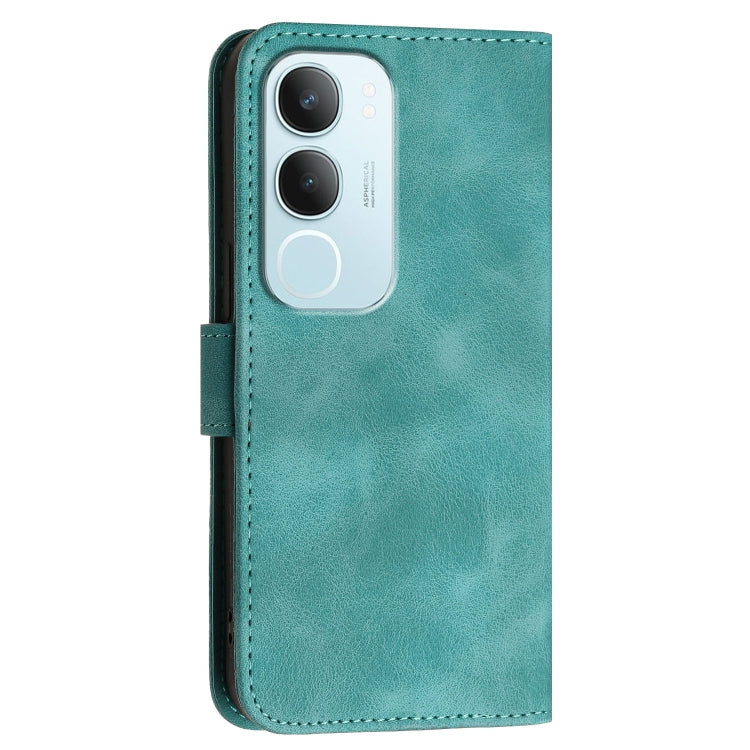 For vivo Y19s Global Grid Butterfly Embossed Pattern Leather Phone Case with Lanyard