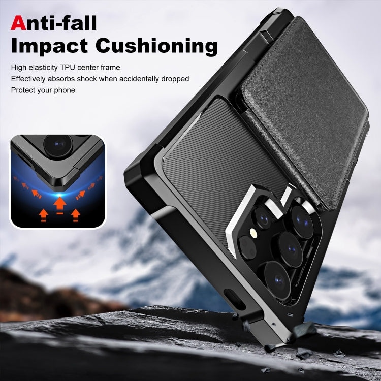 For Samsung Galaxy S24 Ultra 5G Vertical Flip Card Bag Holder Leather Phone Case