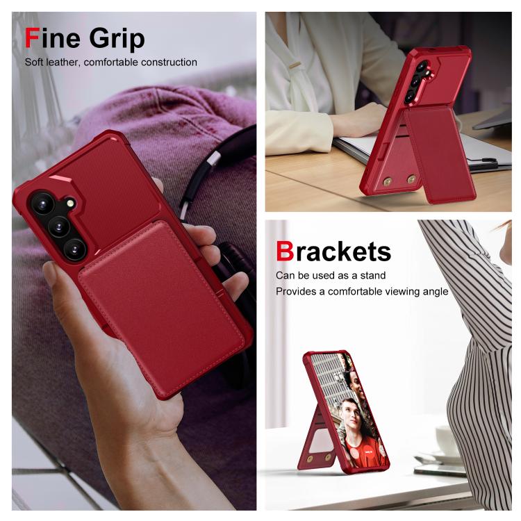For Samsung Galaxy S24+ 5G Vertical Flip Card Bag Holder Leather Phone Case