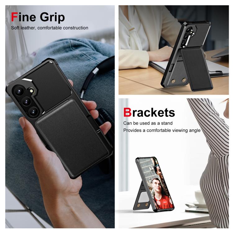 For Samsung Galaxy S24 FE 5G Vertical Flip Card Bag Holder Leather Phone Case