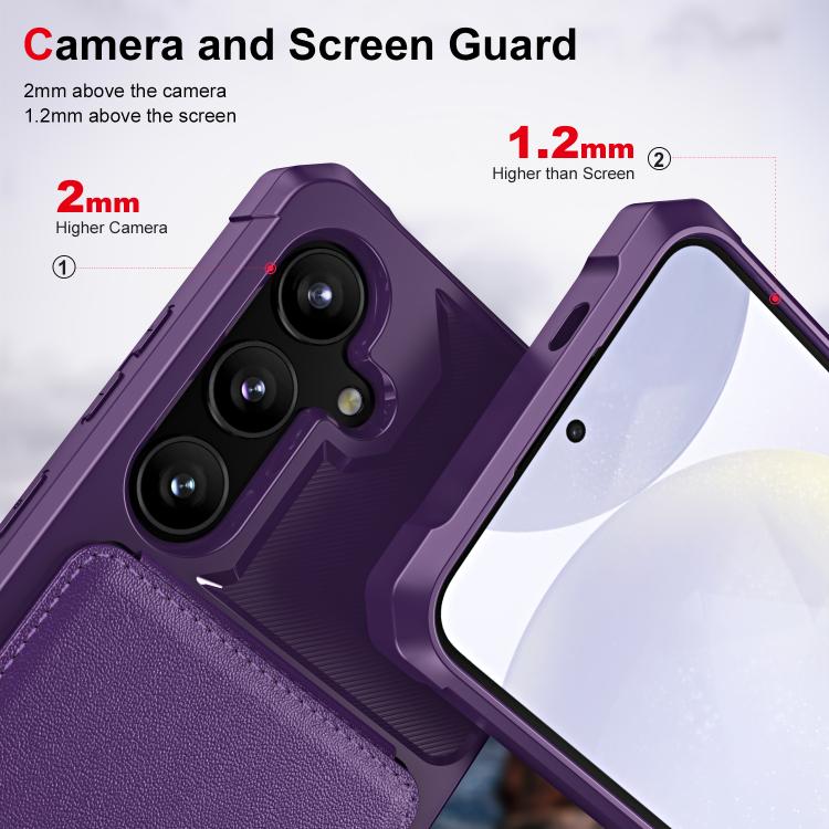 For Samsung Galaxy S25 5G Vertical Flip Card Bag Holder Leather Phone Case