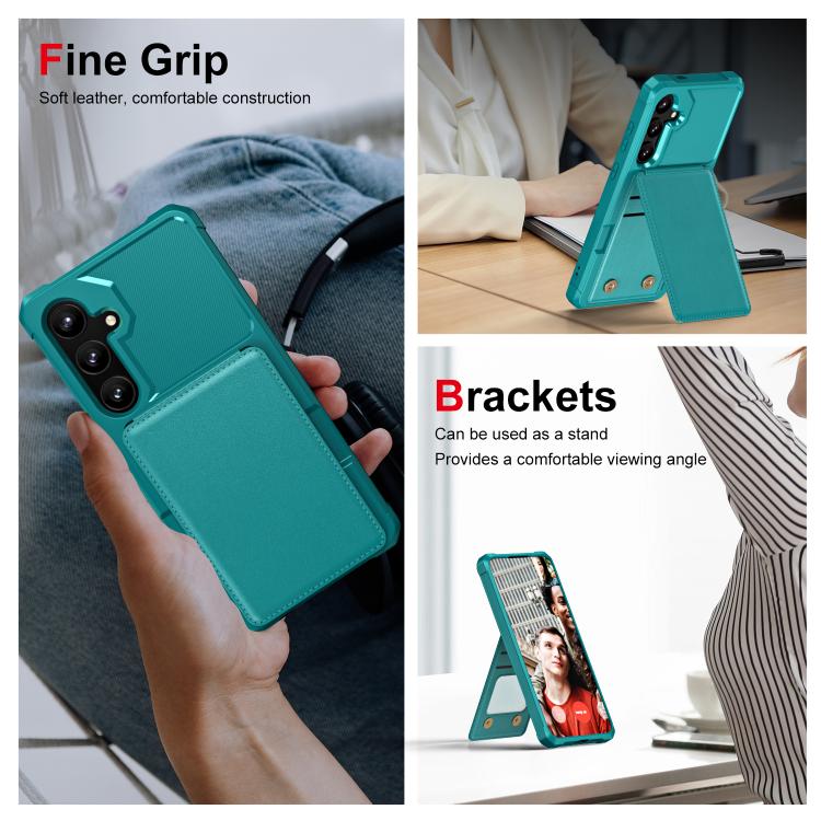 For Samsung Galaxy S25 5G Vertical Flip Card Bag Holder Leather Phone Case