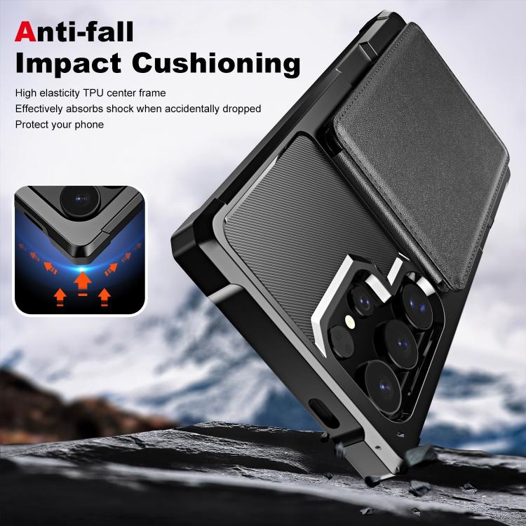 For Samsung Galaxy S25 Ultra 5G Vertical Flip Card Bag Holder Leather Phone Case
