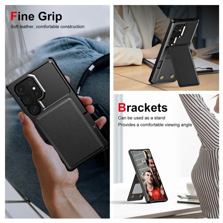 For Samsung Galaxy S25 Ultra 5G Vertical Flip Card Bag Holder Leather Phone Case
