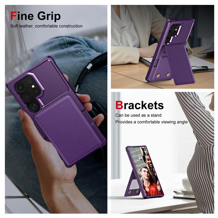 For Samsung Galaxy S25 Ultra 5G Vertical Flip Card Bag Holder Leather Phone Case