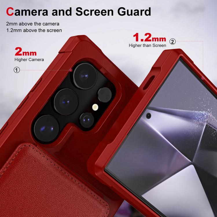 For Samsung Galaxy S25 Ultra 5G Vertical Flip Card Bag Holder Leather Phone Case