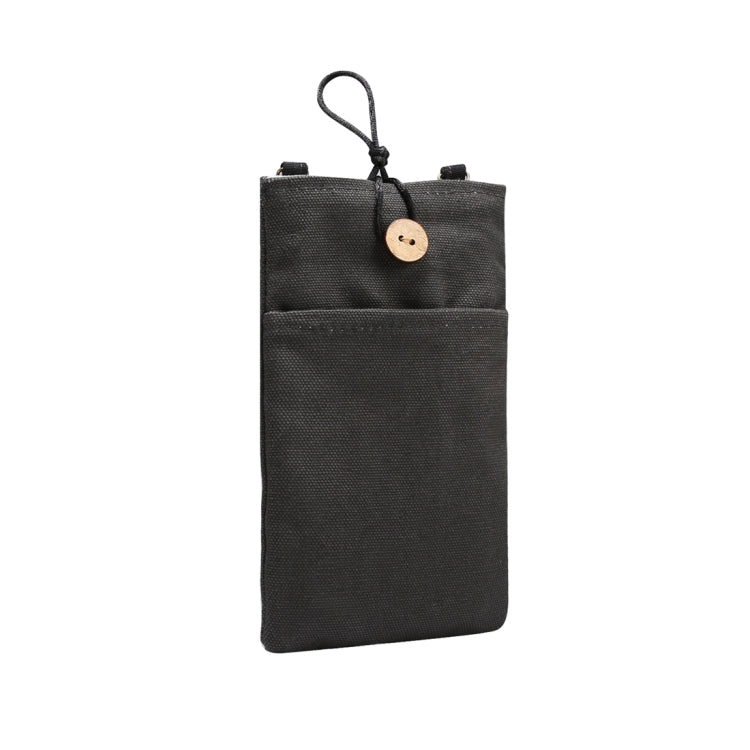 Universal Double Pocket Linen Mobile Phone Storage Shoulder Bag for iPhone 12 / 12 Pro / 12 Pro Max / Below 6.9 inch Smart Phones