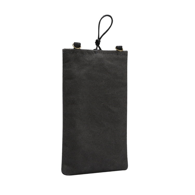 Universal Double Pocket Linen Mobile Phone Storage Shoulder Bag for iPhone 12 / 12 Pro / 12 Pro Max / Below 6.9 inch Smart Phones
