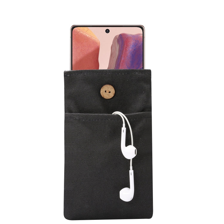 Universal Double Pocket Linen Mobile Phone Storage Shoulder Bag for iPhone 12 / 12 Pro / 12 Pro Max / Below 6.9 inch Smart Phones