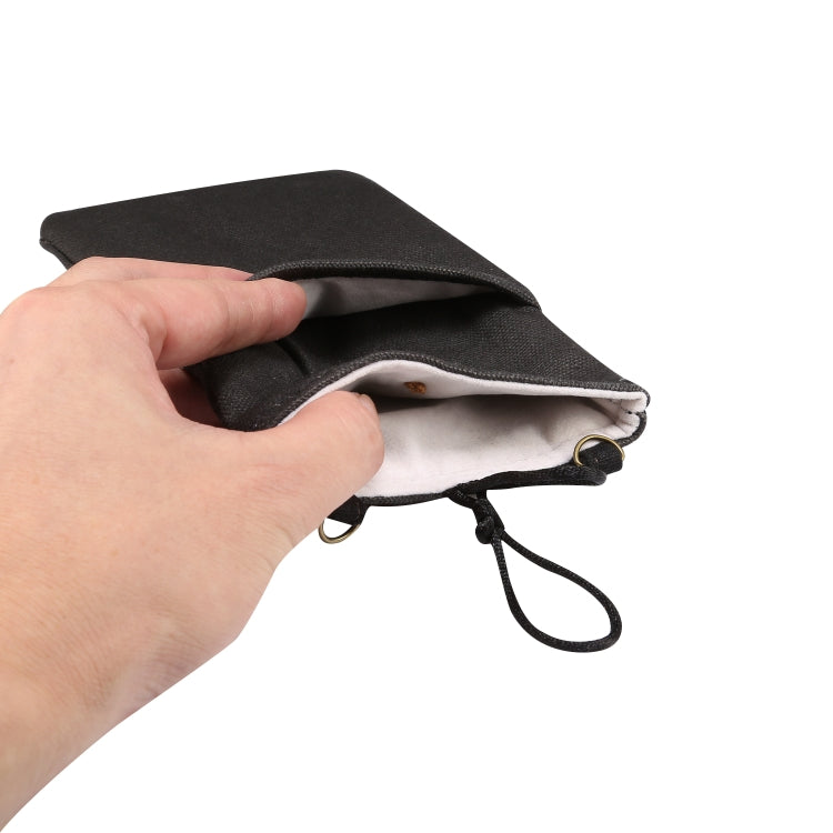 Universal Double Pocket Linen Mobile Phone Storage Shoulder Bag for iPhone 12 / 12 Pro / 12 Pro Max / Below 6.9 inch Smart Phones
