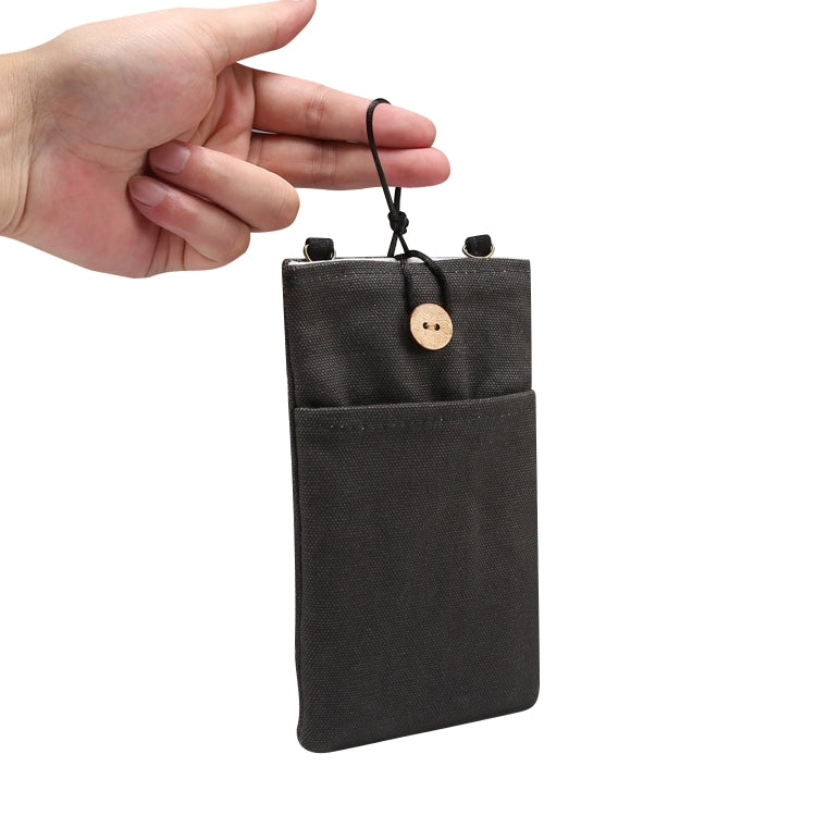 Universal Double Pocket Linen Mobile Phone Storage Shoulder Bag for iPhone 12 / 12 Pro / 12 Pro Max / Below 6.9 inch Smart Phones