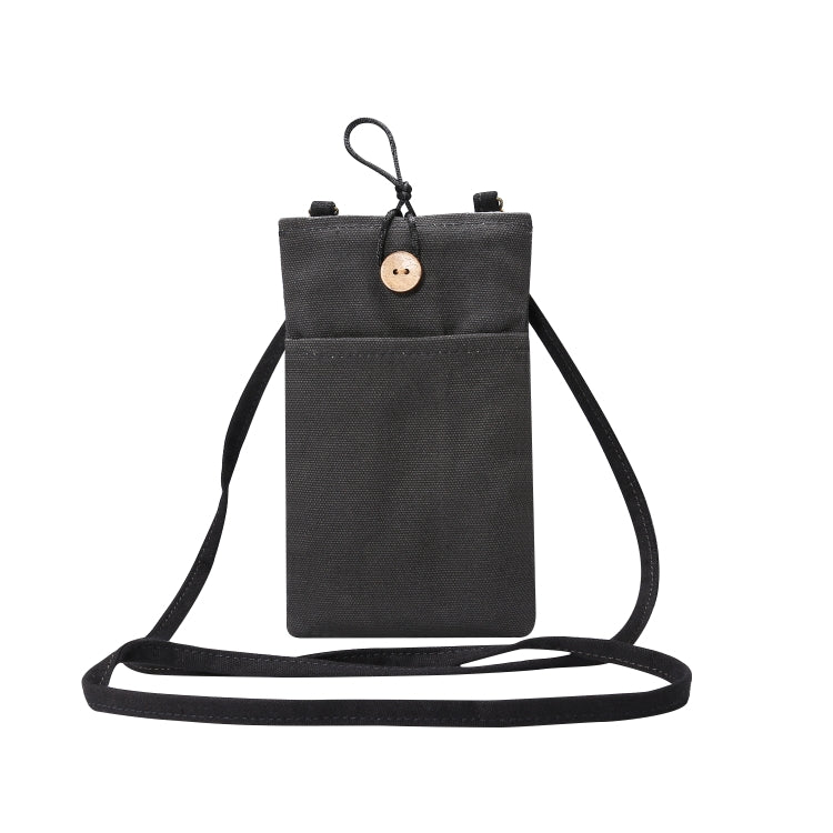 Universal Double Pocket Linen Mobile Phone Storage Shoulder Bag for iPhone 12 / 12 Pro / 12 Pro Max / Below 6.9 inch Smart Phones