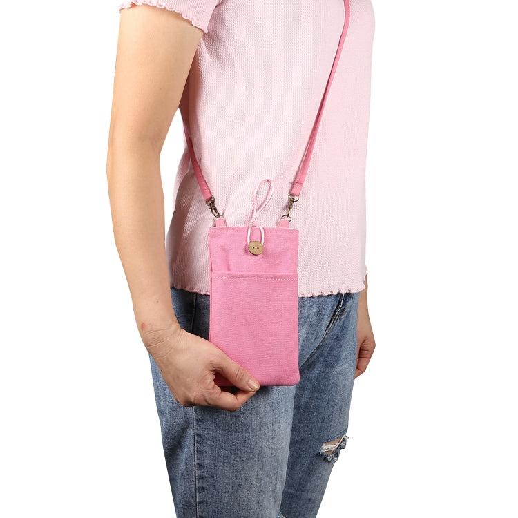 Universal Double Pocket Linen Mobile Phone Storage Shoulder Bag for iPhone 12 / 12 Pro / 12 Pro Max / Below 6.9 inch Smart Phones