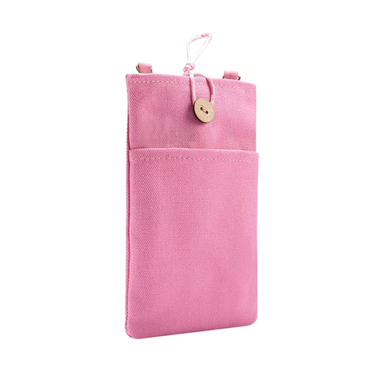Universal Double Pocket Linen Mobile Phone Storage Shoulder Bag for iPhone 12 / 12 Pro / 12 Pro Max / Below 6.9 inch Smart Phones