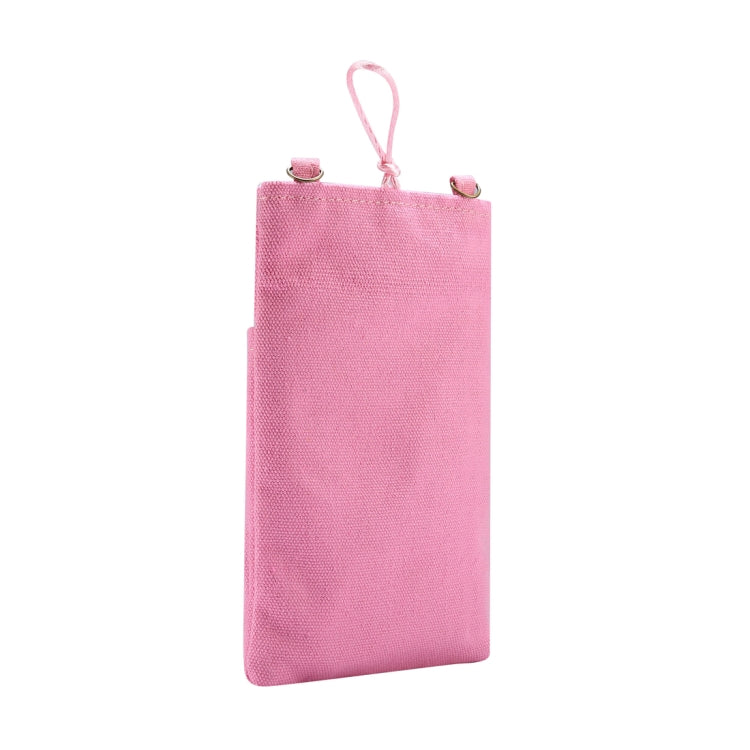 Universal Double Pocket Linen Mobile Phone Storage Shoulder Bag for iPhone 12 / 12 Pro / 12 Pro Max / Below 6.9 inch Smart Phones