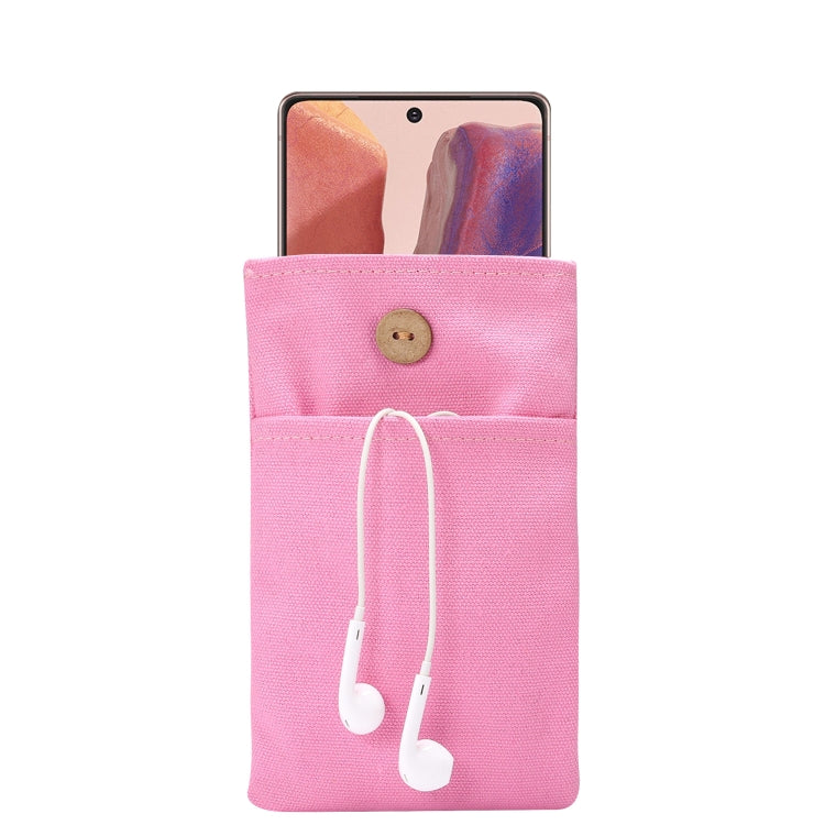 Universal Double Pocket Linen Mobile Phone Storage Shoulder Bag for iPhone 12 / 12 Pro / 12 Pro Max / Below 6.9 inch Smart Phones