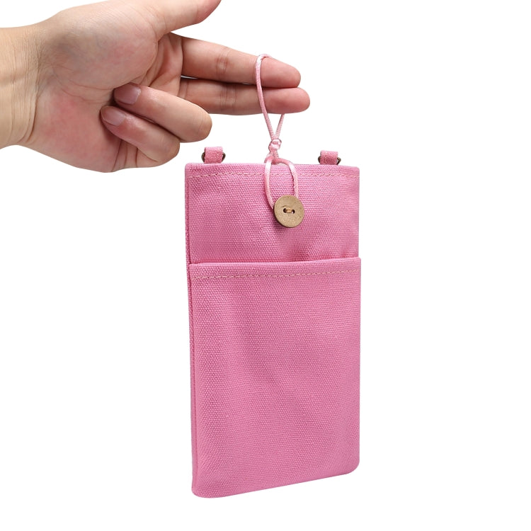 Universal Double Pocket Linen Mobile Phone Storage Shoulder Bag for iPhone 12 / 12 Pro / 12 Pro Max / Below 6.9 inch Smart Phones
