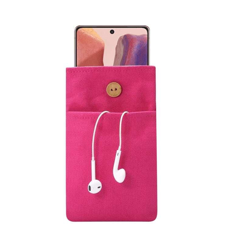 Universal Double Pocket Linen Mobile Phone Storage Shoulder Bag for iPhone 12 / 12 Pro / 12 Pro Max / Below 6.9 inch Smart Phones