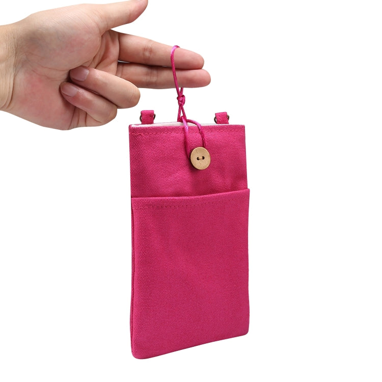 Universal Double Pocket Linen Mobile Phone Storage Shoulder Bag for iPhone 12 / 12 Pro / 12 Pro Max / Below 6.9 inch Smart Phones