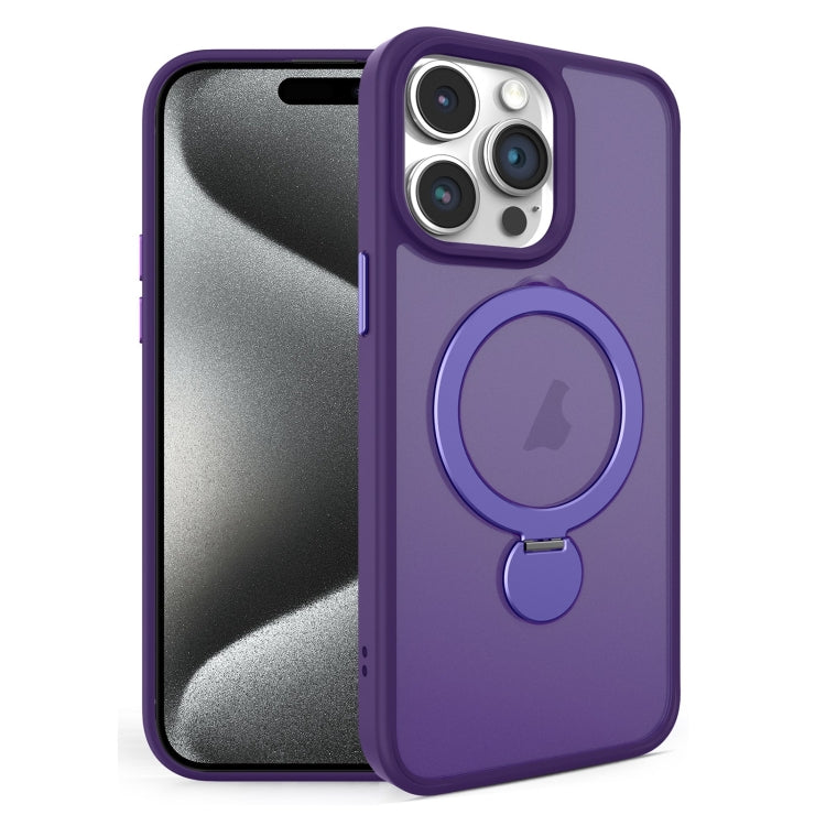 For iPhone 15 Pro Max 360 Degree Rotating MagSafe Magnetic Bracket Frosted Phone Case