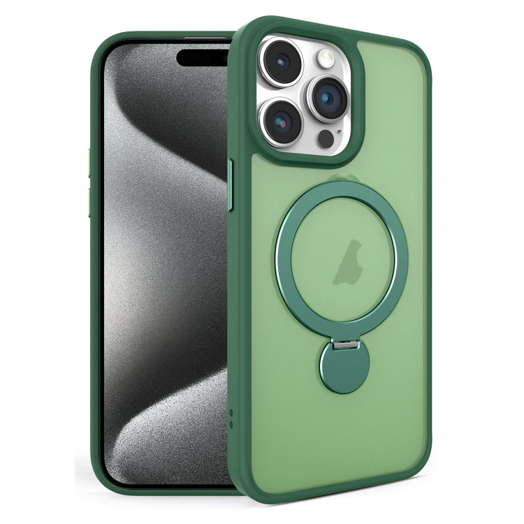 For iPhone 15 Pro Max 360 Degree Rotating MagSafe Magnetic Bracket Frosted Phone Case