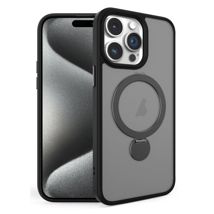 For iPhone 15 Pro Max 360 Degree Rotating MagSafe Magnetic Bracket Frosted Phone Case