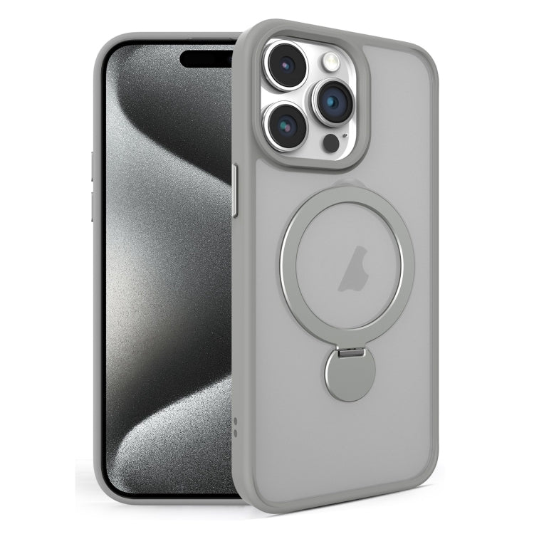 For iPhone 15 Pro Max 360 Degree Rotating MagSafe Magnetic Bracket Frosted Phone Case