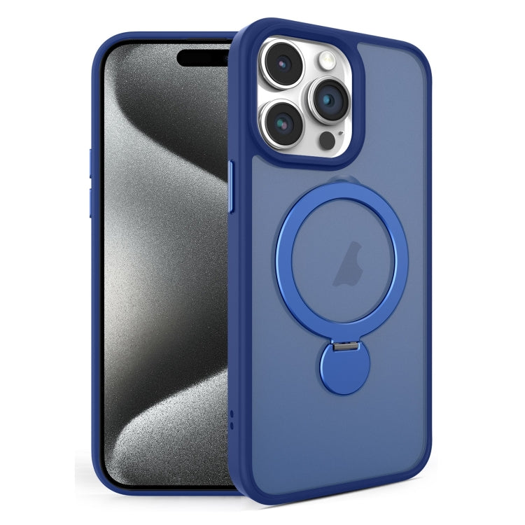 For iPhone 15 Pro 360 Degree Rotating MagSafe Magnetic Bracket Frosted Phone Case