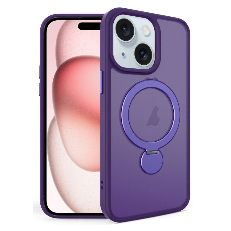 For iPhone 15 360 Degree Rotating MagSafe Magnetic Bracket Frosted Phone Case