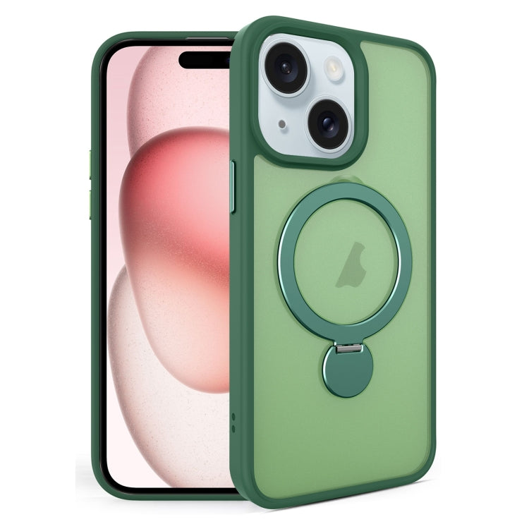 For iPhone 15 360 Degree Rotating MagSafe Magnetic Bracket Frosted Phone Case