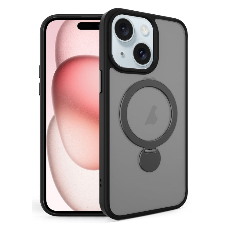 For iPhone 15 360 Degree Rotating MagSafe Magnetic Bracket Frosted Phone Case