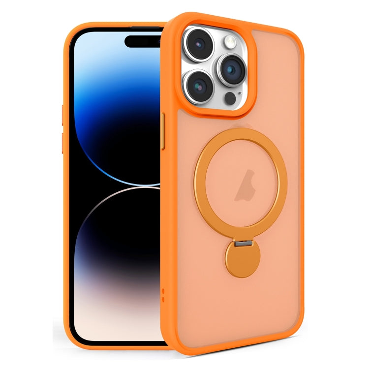 For iPhone 14 Pro Max 360 Degree Rotating MagSafe Magnetic Bracket Frosted Phone Case