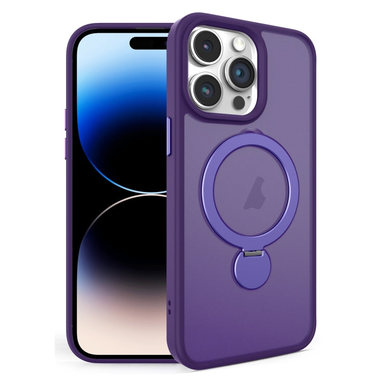 For iPhone 14 Pro 360 Degree Rotating MagSafe Magnetic Bracket Frosted Phone Case