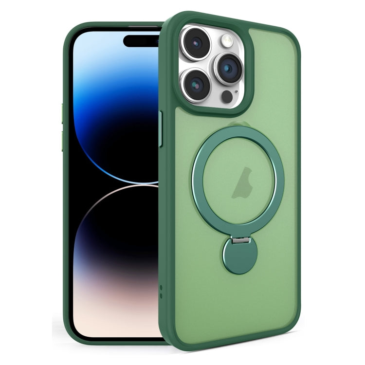 For iPhone 14 Pro 360 Degree Rotating MagSafe Magnetic Bracket Frosted Phone Case