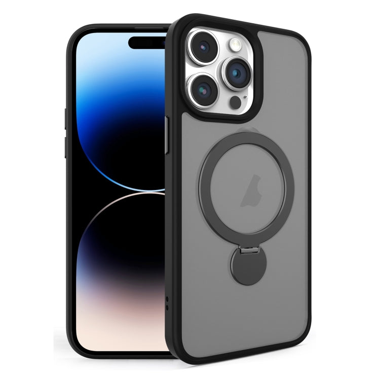 For iPhone 14 Pro 360 Degree Rotating MagSafe Magnetic Bracket Frosted Phone Case