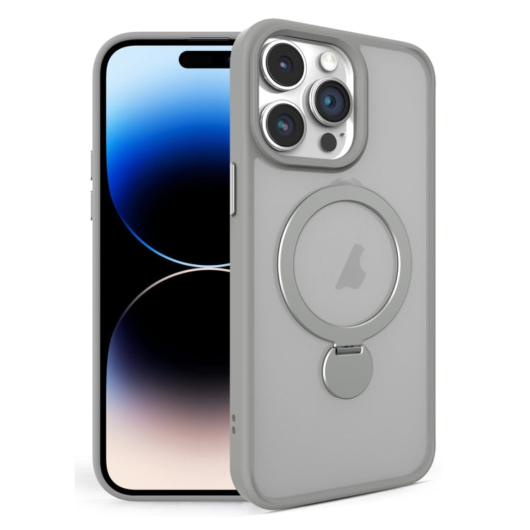 For iPhone 14 Pro 360 Degree Rotating MagSafe Magnetic Bracket Frosted Phone Case
