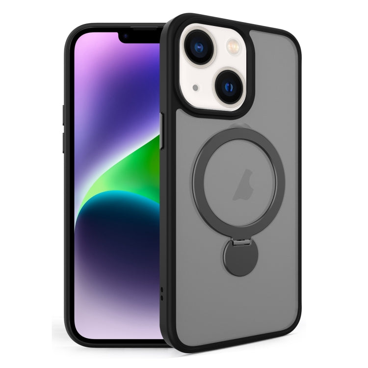 For iPhone 14 Plus 360 Degree Rotating MagSafe Magnetic Bracket Frosted Phone Case