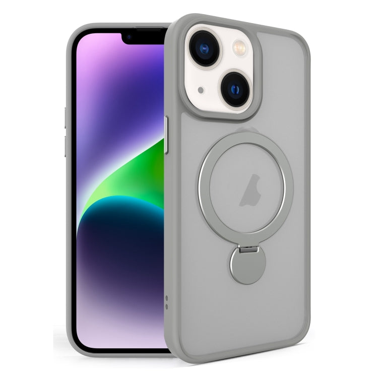 For iPhone 14 360 Degree Rotating MagSafe Magnetic Bracket Frosted Phone Case