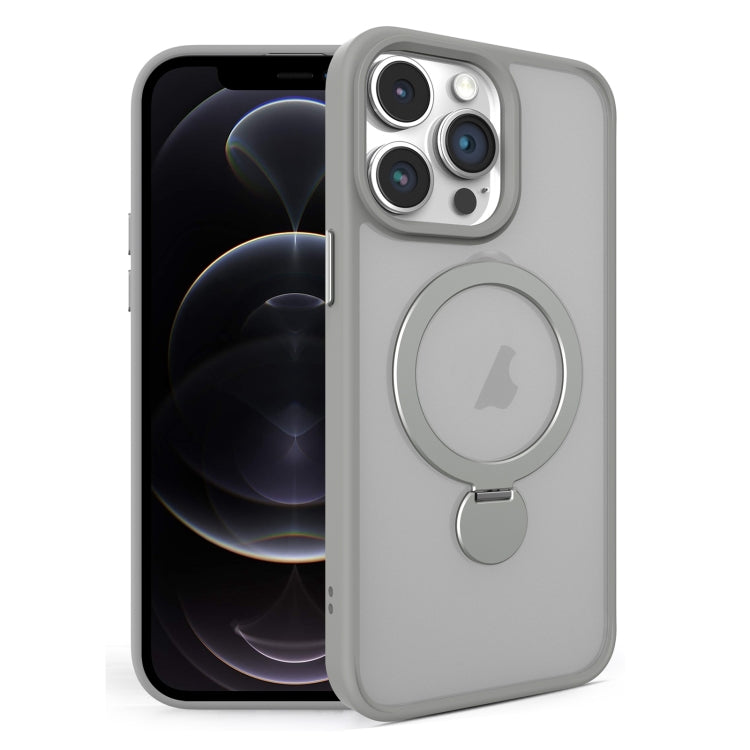 For iPhone 12 Pro 360 Degree Rotating MagSafe Magnetic Bracket Frosted Phone Case