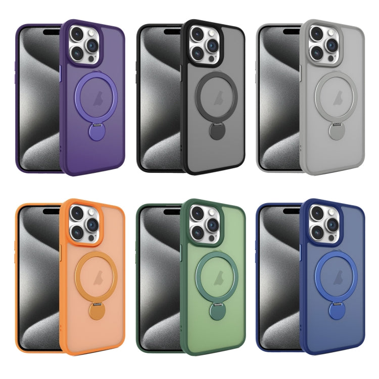 For iPhone 14 Pro Max 360 Degree Rotating MagSafe Magnetic Bracket Frosted Phone Case