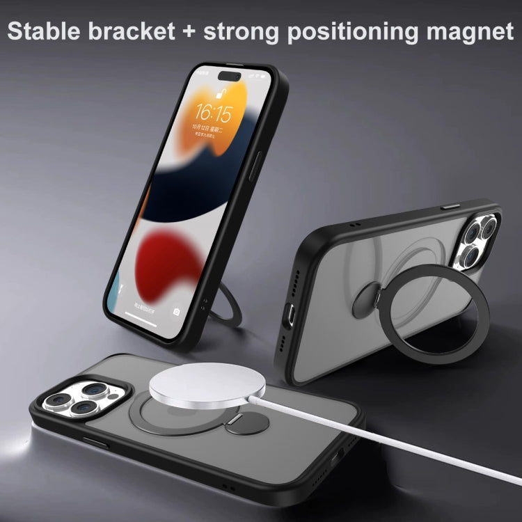 For iPhone 14 Pro Max 360 Degree Rotating MagSafe Magnetic Bracket Frosted Phone Case