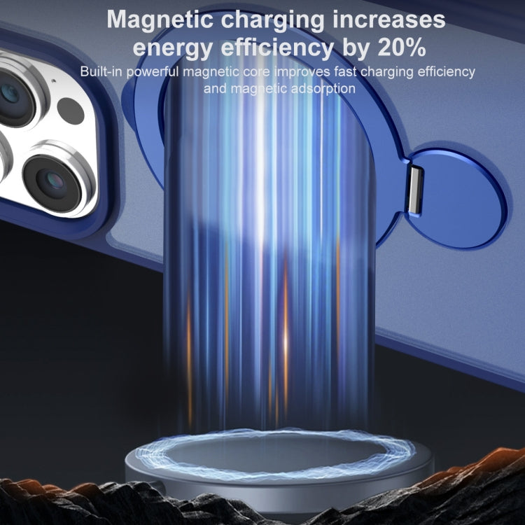 For iPhone 15 Pro 360 Degree Rotating MagSafe Magnetic Bracket Frosted Phone Case