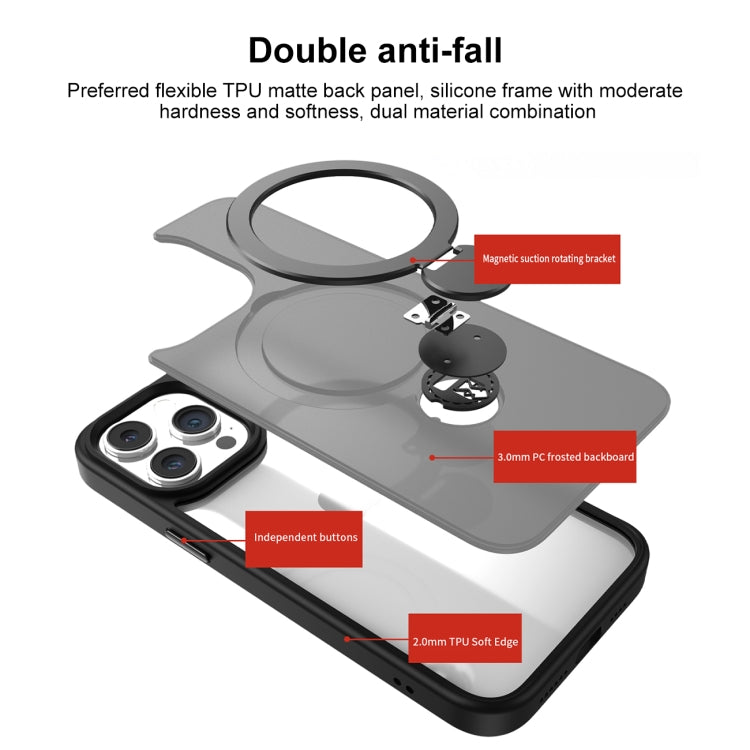 For iPhone 12 360 Degree Rotating MagSafe Magnetic Bracket Frosted Phone Case