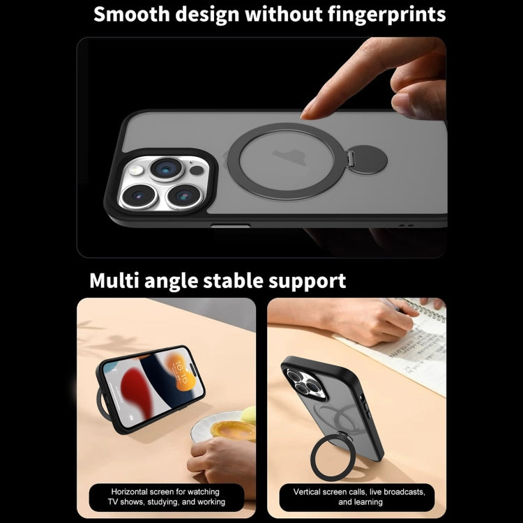 For iPhone 14 Pro Max 360 Degree Rotating MagSafe Magnetic Bracket Frosted Phone Case