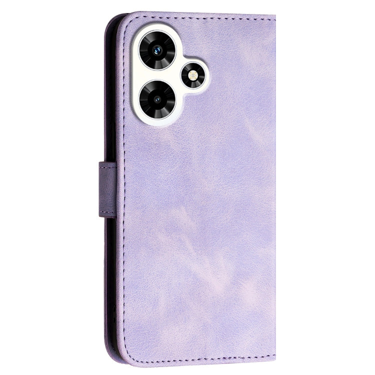 For Infinix Hot 30i Grid Butterfly Embossed Pattern Leather Phone Case with Lanyard