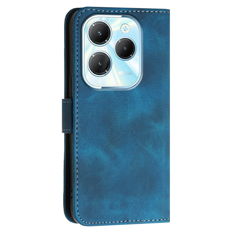 For Infinix Hot 40 Pro 4G Grid Butterfly Embossed Pattern Leather Phone Case with Lanyard
