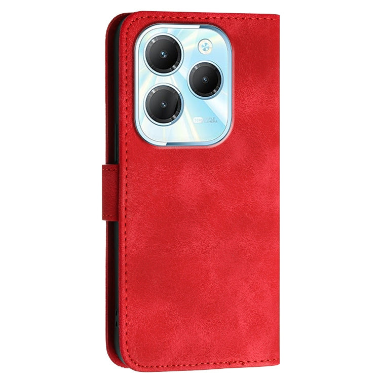 For Infinix Hot 40 Pro 4G Grid Butterfly Embossed Pattern Leather Phone Case with Lanyard
